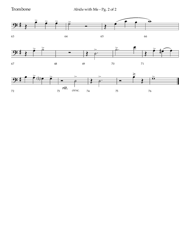 Abide With Me (Choral Anthem SATB) Trombone (Lifeway Choral / Arr. Gary Matthews / Arr. Chris McDonald)