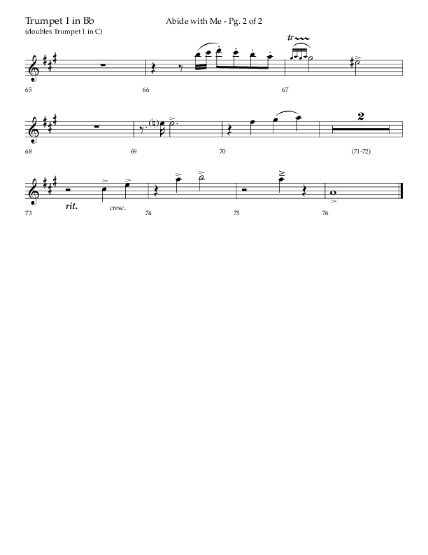 Abide With Me (Choral Anthem SATB) Trumpet 1 (Lifeway Choral / Arr. Gary Matthews / Arr. Chris McDonald)