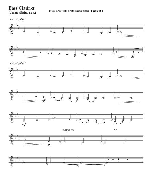My Heart Is Filled With Thankfulness (Choral Anthem SATB) Bass Clarinet (Word Music Choral / Arr. Steve Mauldin)