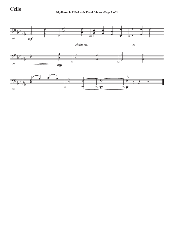 My Heart Is Filled With Thankfulness (Choral Anthem SATB) Cello (Word Music Choral / Arr. Steve Mauldin)