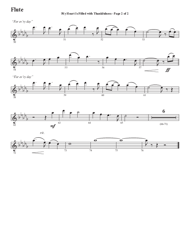 My Heart Is Filled With Thankfulness (Choral Anthem SATB) Flute (Word Music Choral / Arr. Steve Mauldin)