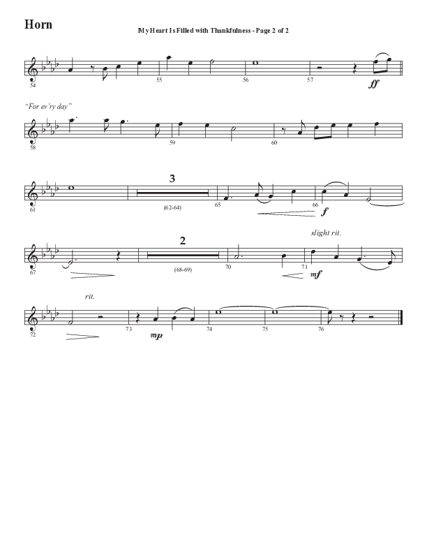 My Heart Is Filled With Thankfulness (Choral Anthem SATB) French Horn (Word Music Choral / Arr. Steve Mauldin)