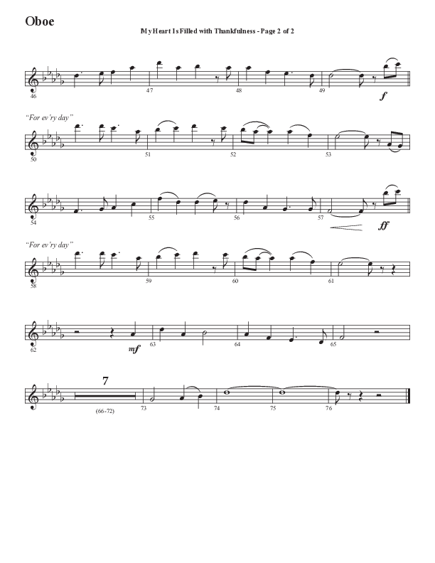 My Heart Is Filled With Thankfulness (Choral Anthem SATB) Oboe (Word Music Choral / Arr. Steve Mauldin)