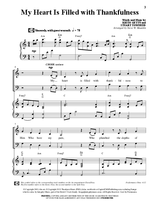 My Heart Is Filled With Thankfulness (Choral Anthem SATB) Anthem (SATB/Piano) (Word Music Choral / Arr. Steve Mauldin)