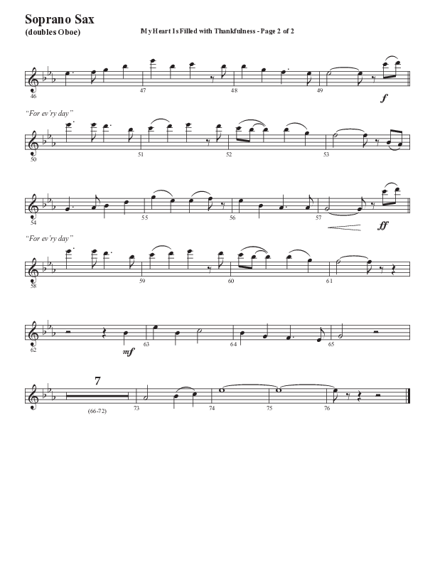 My Heart Is Filled With Thankfulness (Choral Anthem SATB) Soprano Sax (Word Music Choral / Arr. Steve Mauldin)