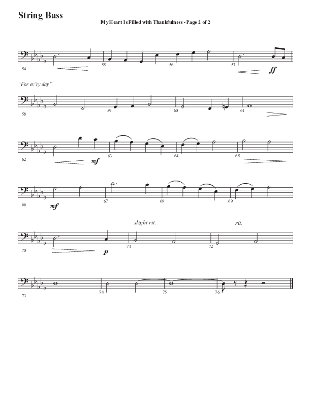 My Heart Is Filled With Thankfulness (Choral Anthem SATB) String Bass (Word Music Choral / Arr. Steve Mauldin)