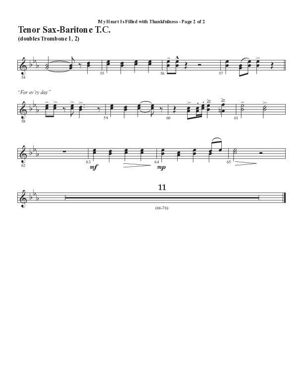 My Heart Is Filled With Thankfulness (Choral Anthem SATB) Tenor Sax/Baritone T.C. (Word Music Choral / Arr. Steve Mauldin)