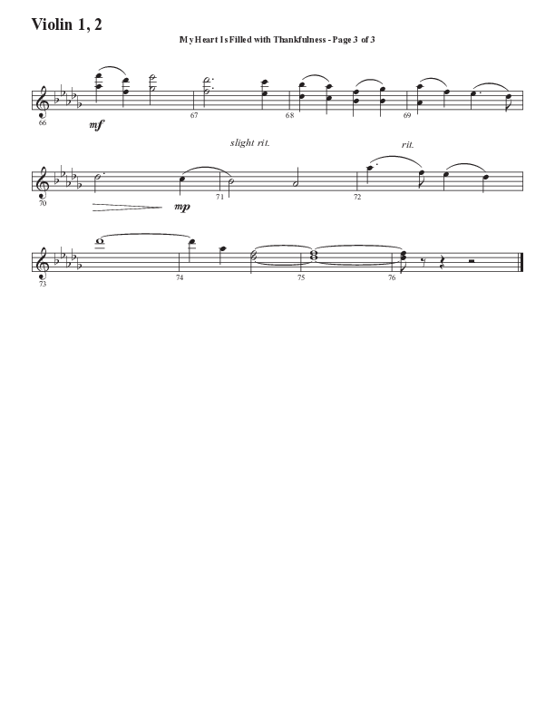 My Heart Is Filled With Thankfulness (Choral Anthem SATB) Violin 1/2 (Word Music Choral / Arr. Steve Mauldin)