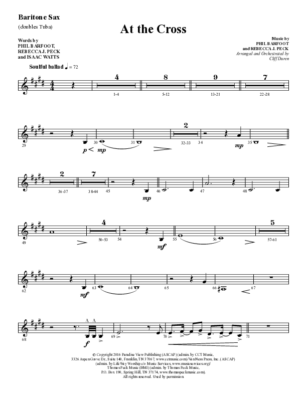 At The Cross (Choral Anthem SATB) Bari Sax (Lifeway Choral / Arr. Cliff Duren)