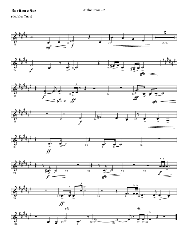 At The Cross (Choral Anthem SATB) Bari Sax (Lifeway Choral / Arr. Cliff Duren)
