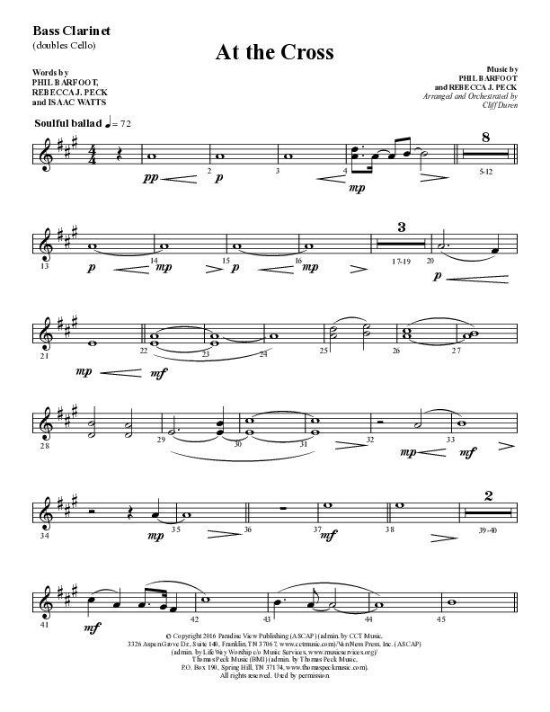 At The Cross (Choral Anthem SATB) Bass Clarinet (Lifeway Choral / Arr. Cliff Duren)