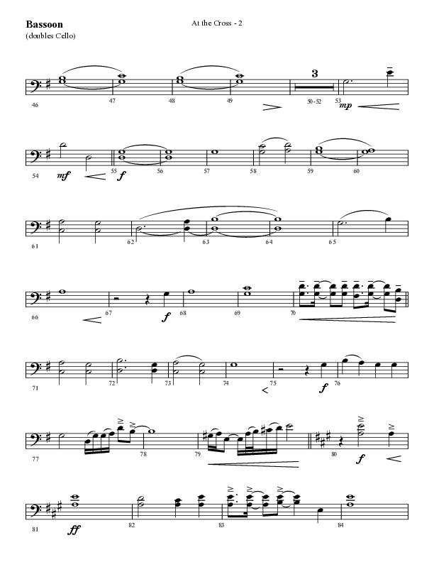 At The Cross (Choral Anthem SATB) Bassoon (Lifeway Choral / Arr. Cliff Duren)