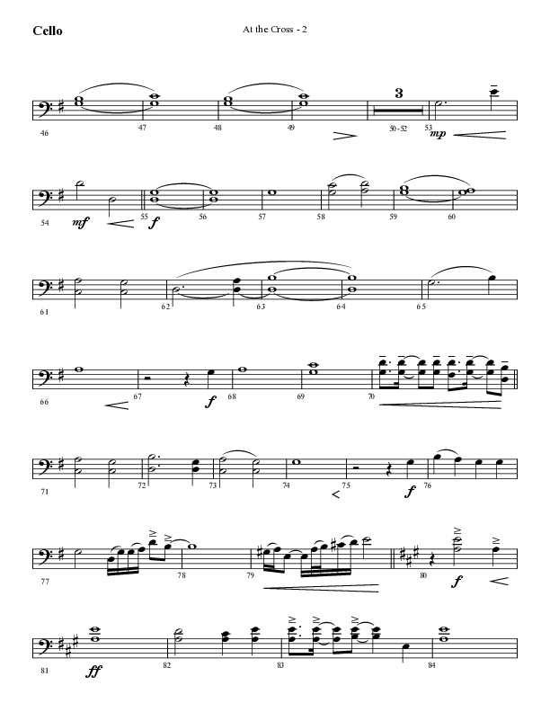 At The Cross (Choral Anthem SATB) Cello (Lifeway Choral / Arr. Cliff Duren)