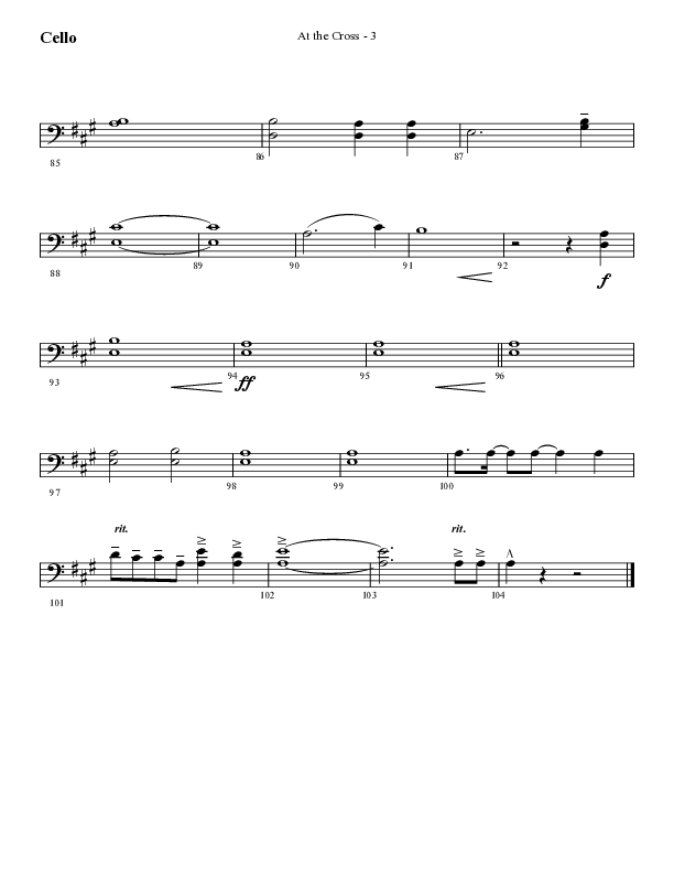At The Cross (Choral Anthem SATB) Cello (Lifeway Choral / Arr. Cliff Duren)