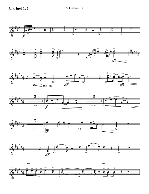 At The Cross (Choral Anthem SATB) Clarinet 1/2 (Lifeway Choral / Arr. Cliff Duren)