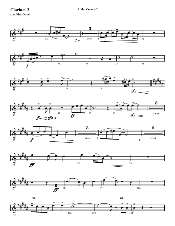 At The Cross (Choral Anthem SATB) Clarinet (Lifeway Choral / Arr. Cliff Duren)