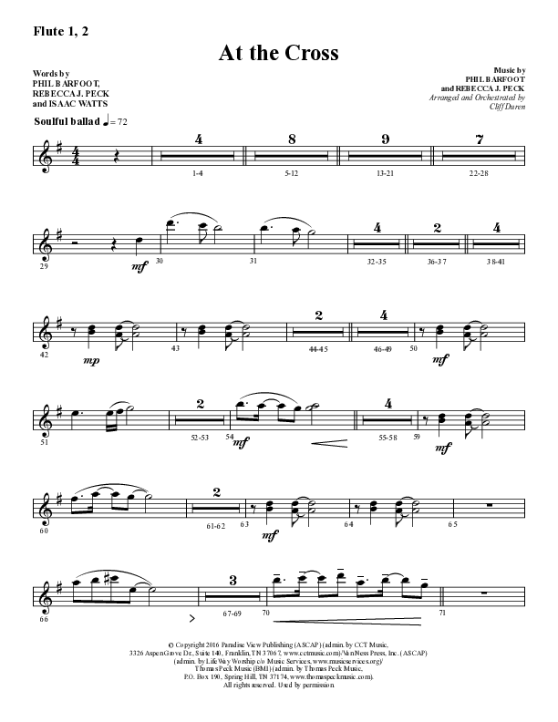 At The Cross (Choral Anthem SATB) Flute 1/2 (Lifeway Choral / Arr. Cliff Duren)