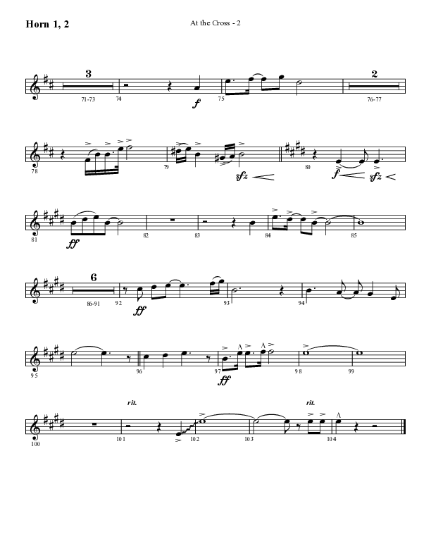 At The Cross (Choral Anthem SATB) French Horn 1/2 (Lifeway Choral / Arr. Cliff Duren)
