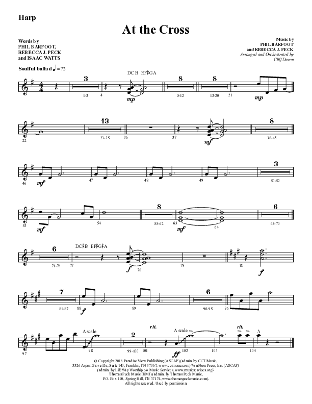 At The Cross (Choral Anthem SATB) Harp (Lifeway Choral / Arr. Cliff Duren)