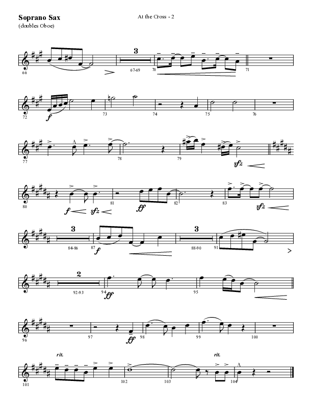 At The Cross (Choral Anthem SATB) Soprano Sax (Lifeway Choral / Arr. Cliff Duren)