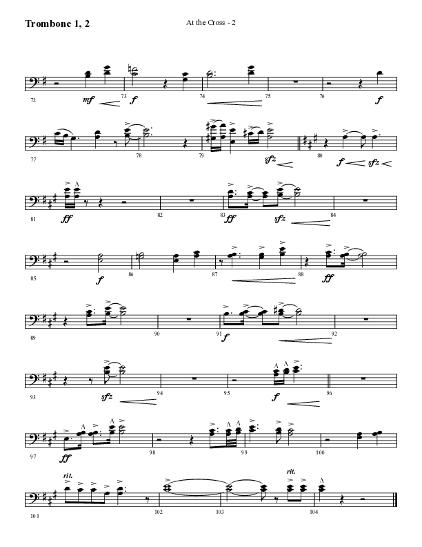 At The Cross (Choral Anthem SATB) Trombone 1/2 (Lifeway Choral / Arr. Cliff Duren)