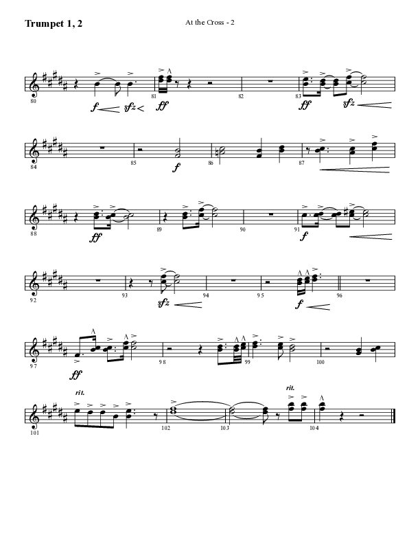 At The Cross (Choral Anthem SATB) Trumpet 1,2 (Lifeway Choral / Arr. Cliff Duren)