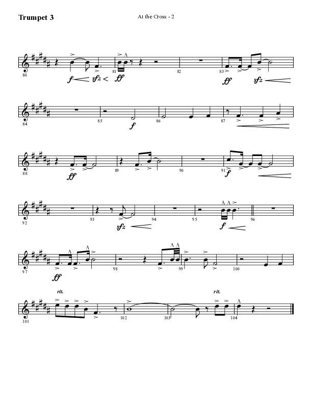 At The Cross (Choral Anthem SATB) Trumpet 3 (Lifeway Choral / Arr. Cliff Duren)