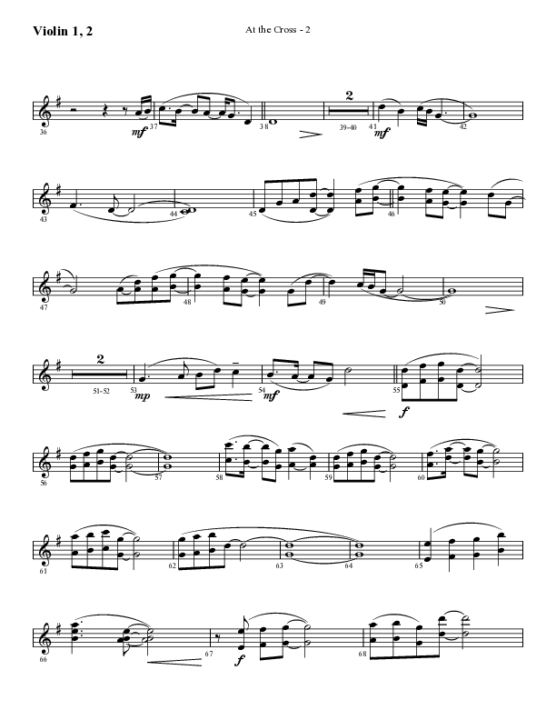 At The Cross (Choral Anthem SATB) Violin 1/2 (Lifeway Choral / Arr. Cliff Duren)