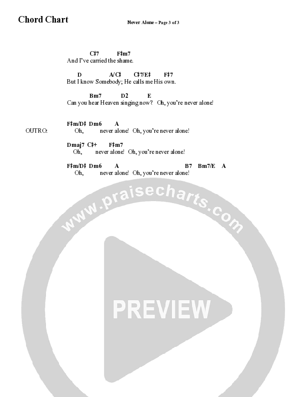 Never Alone (Choral Anthem SATB) Chord Chart (Word Music Choral / Arr. David Wise)