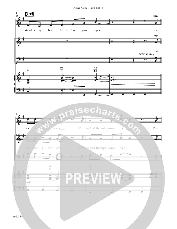 Never Alone (Choral Anthem SATB) Anthem (SATB/Piano) (Word Music Choral / Arr. David Wise)