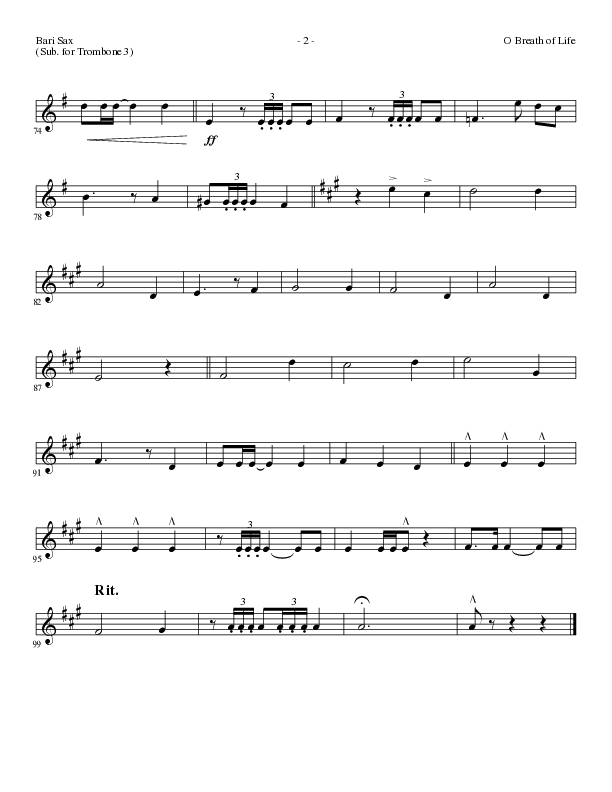 O Breath of Life (Choral Anthem SATB) Bari Sax (Lillenas Choral / Arr. Russell Mauldin)
