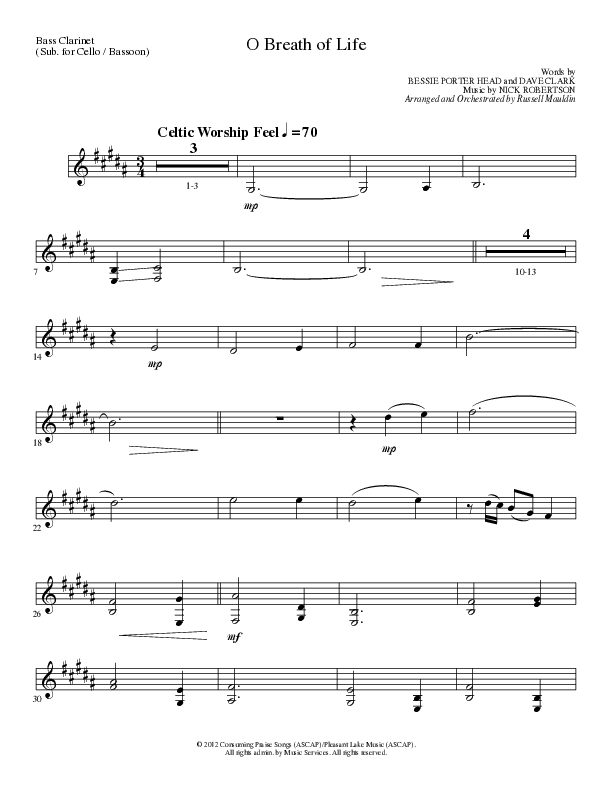 O Breath of Life (Choral Anthem SATB) Bass Clarinet (Lillenas Choral / Arr. Russell Mauldin)