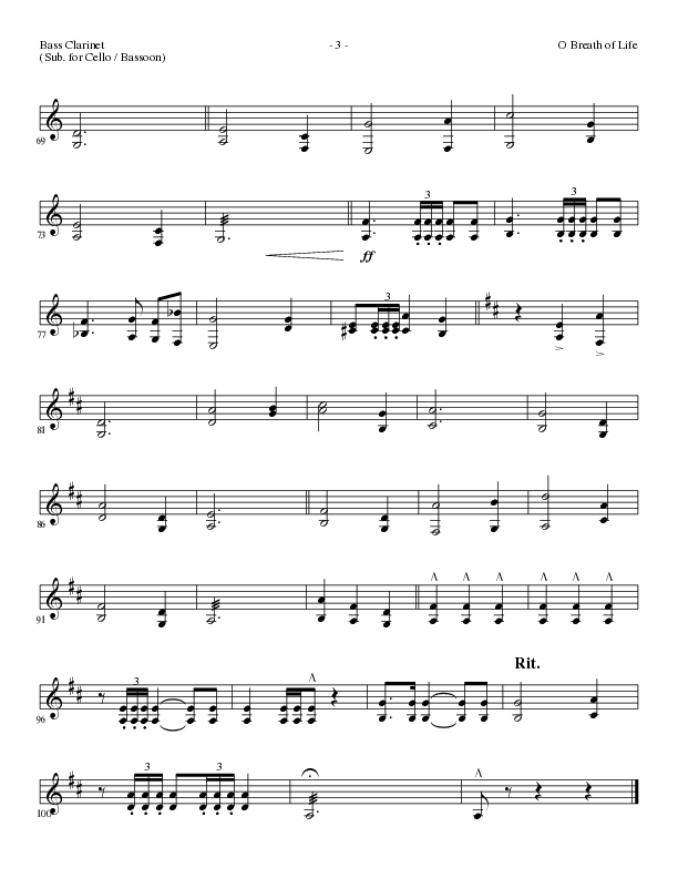 O Breath of Life (Choral Anthem SATB) Bass Clarinet (Lillenas Choral / Arr. Russell Mauldin)
