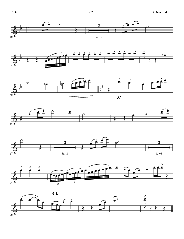O Breath of Life (Choral Anthem SATB) Flute (Lillenas Choral / Arr. Russell Mauldin)