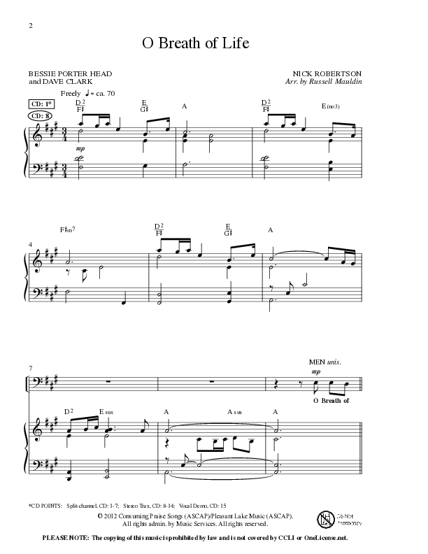 O Breath of Life (Choral Anthem SATB) Anthem (SATB/Piano) (Lillenas Choral / Arr. Russell Mauldin)