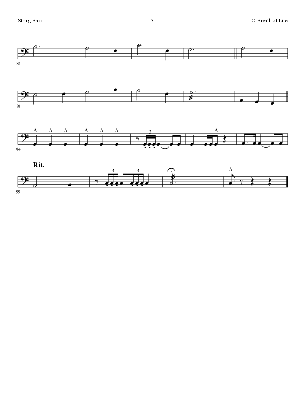 O Breath of Life (Choral Anthem SATB) String Bass (Lillenas Choral / Arr. Russell Mauldin)