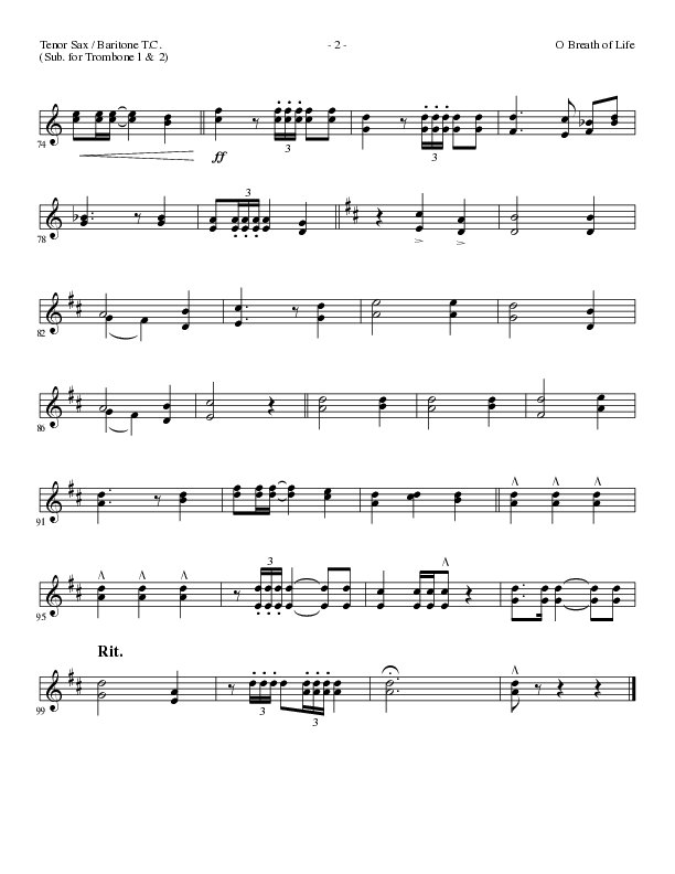 O Breath of Life (Choral Anthem SATB) Tenor Sax/Baritone T.C. (Lillenas Choral / Arr. Russell Mauldin)