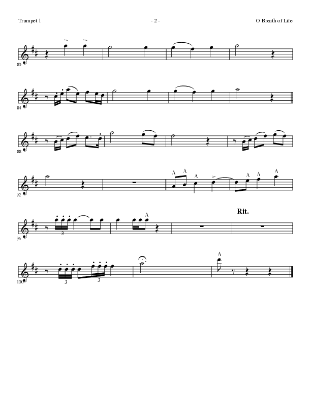 O Breath of Life (Choral Anthem SATB) Trumpet 1 (Lillenas Choral / Arr. Russell Mauldin)