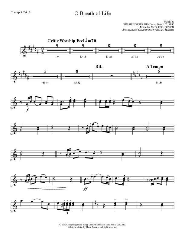 O Breath of Life (Choral Anthem SATB) Trumpet 2/3 (Lillenas Choral / Arr. Russell Mauldin)