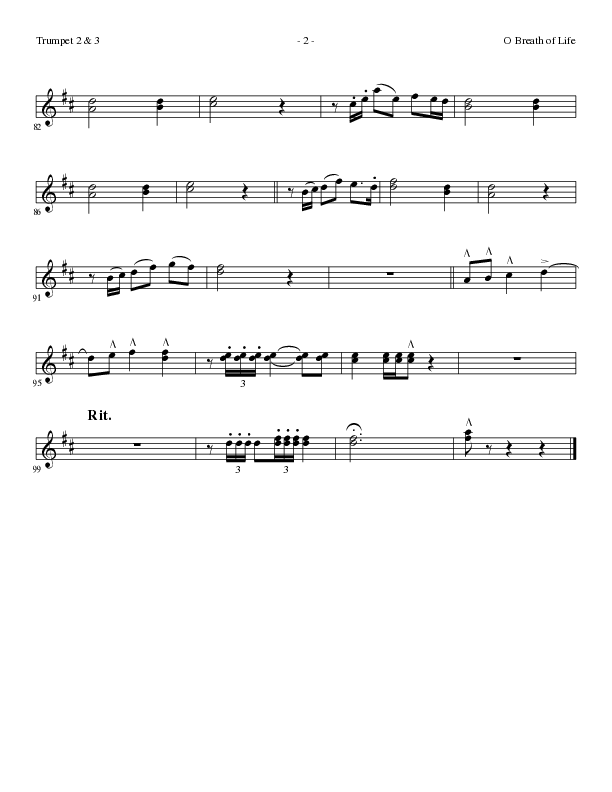 O Breath of Life (Choral Anthem SATB) Trumpet 2/3 (Lillenas Choral / Arr. Russell Mauldin)