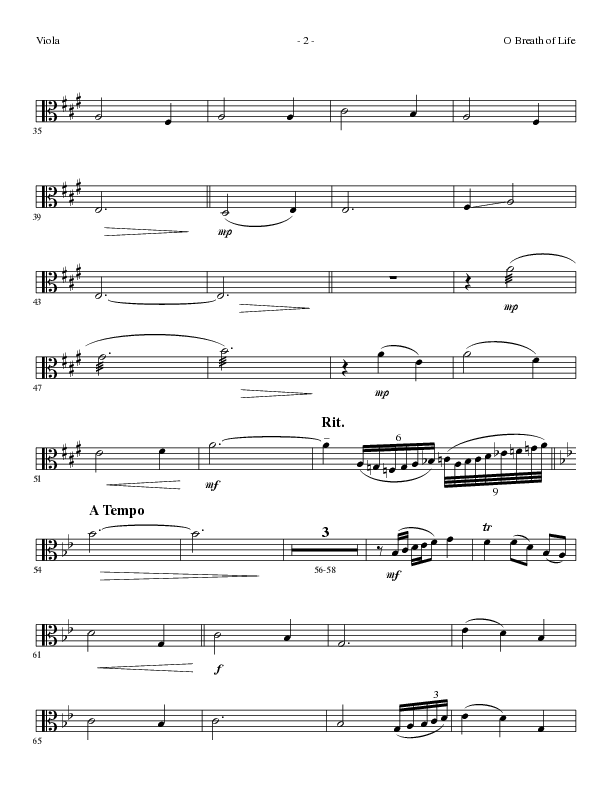 O Breath of Life (Choral Anthem SATB) Viola (Lillenas Choral / Arr. Russell Mauldin)