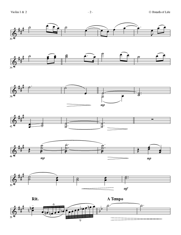 O Breath of Life (Choral Anthem SATB) Violin 1/2 (Lillenas Choral / Arr. Russell Mauldin)