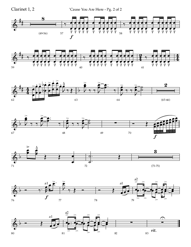 Cause You Are Here (Choral Anthem SATB) Clarinet 1/2 (Lifeway Choral / Arr. John Bolin / Arr. Don Koch)