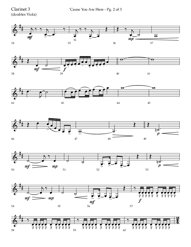 Cause You Are Here (Choral Anthem SATB) Clarinet 3 (Lifeway Choral / Arr. John Bolin / Arr. Don Koch)