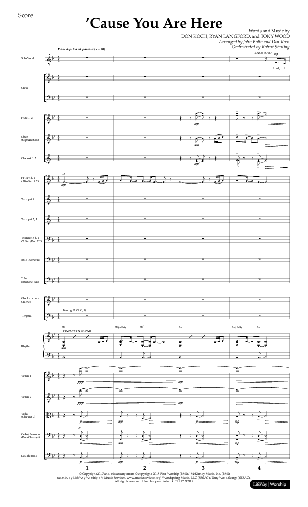 Cause You Are Here (Choral Anthem SATB) Conductor's Score (Lifeway Choral / Arr. John Bolin / Arr. Don Koch)