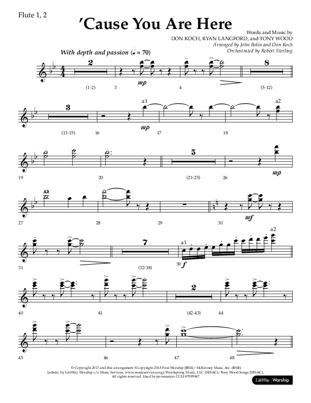 Cause You Are Here (Choral Anthem SATB) Flute 1/2 (Lifeway Choral / Arr. John Bolin / Arr. Don Koch)