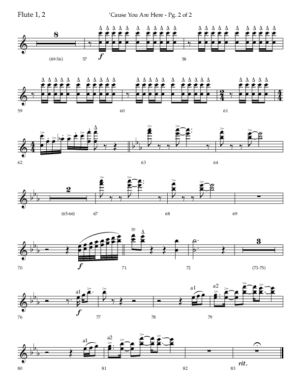 Cause You Are Here (Choral Anthem SATB) Flute 1/2 (Lifeway Choral / Arr. John Bolin / Arr. Don Koch)