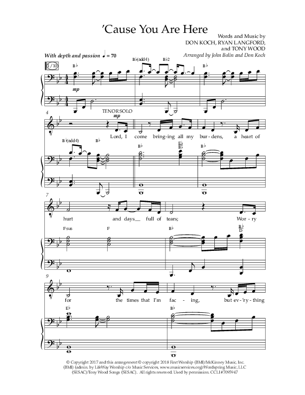 Cause You Are Here (Choral Anthem SATB) Anthem (SATB/Piano) (Lifeway Choral / Arr. John Bolin / Arr. Don Koch)
