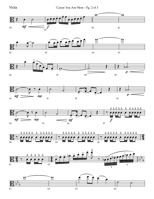 Cause You Are Here (Choral Anthem SATB) Viola (Lifeway Choral / Arr. John Bolin / Arr. Don Koch)