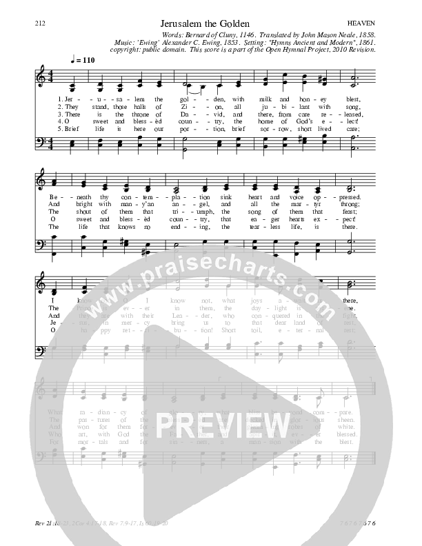 Jerusalem the Golden Hymn Sheet (SATB) (Traditional Hymn)